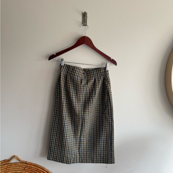 Escada Multi-Colour wool small Plaid Pencil Skirt - Picture 6 of 9